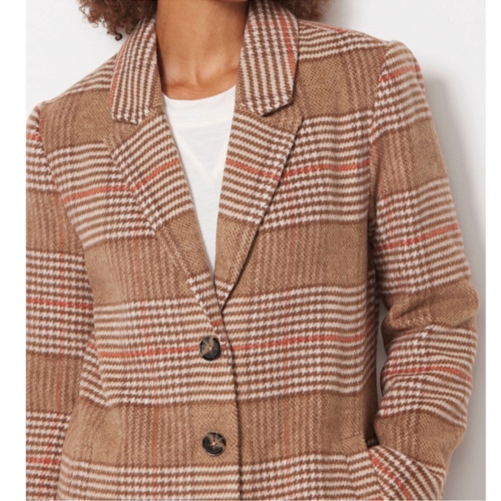 Evereve Brown Plaid Pea Coat XS - Picture 3 of 11